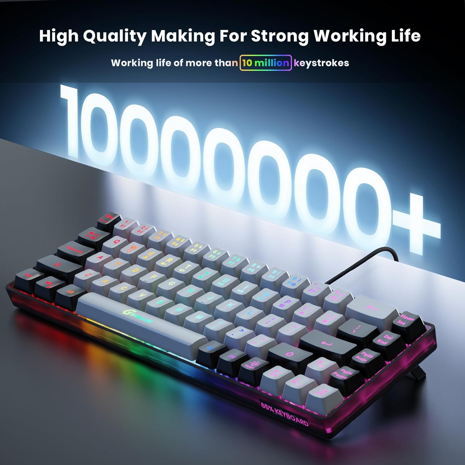 65% Gaming Keyboard, Wired Backlit Mini Keyboard, Ultra-Compact Anti-Ghosting No-Conflict 68 Keys Membrane Gaming Wired Keyboard for PC Laptop Windows Gamer - Image 3