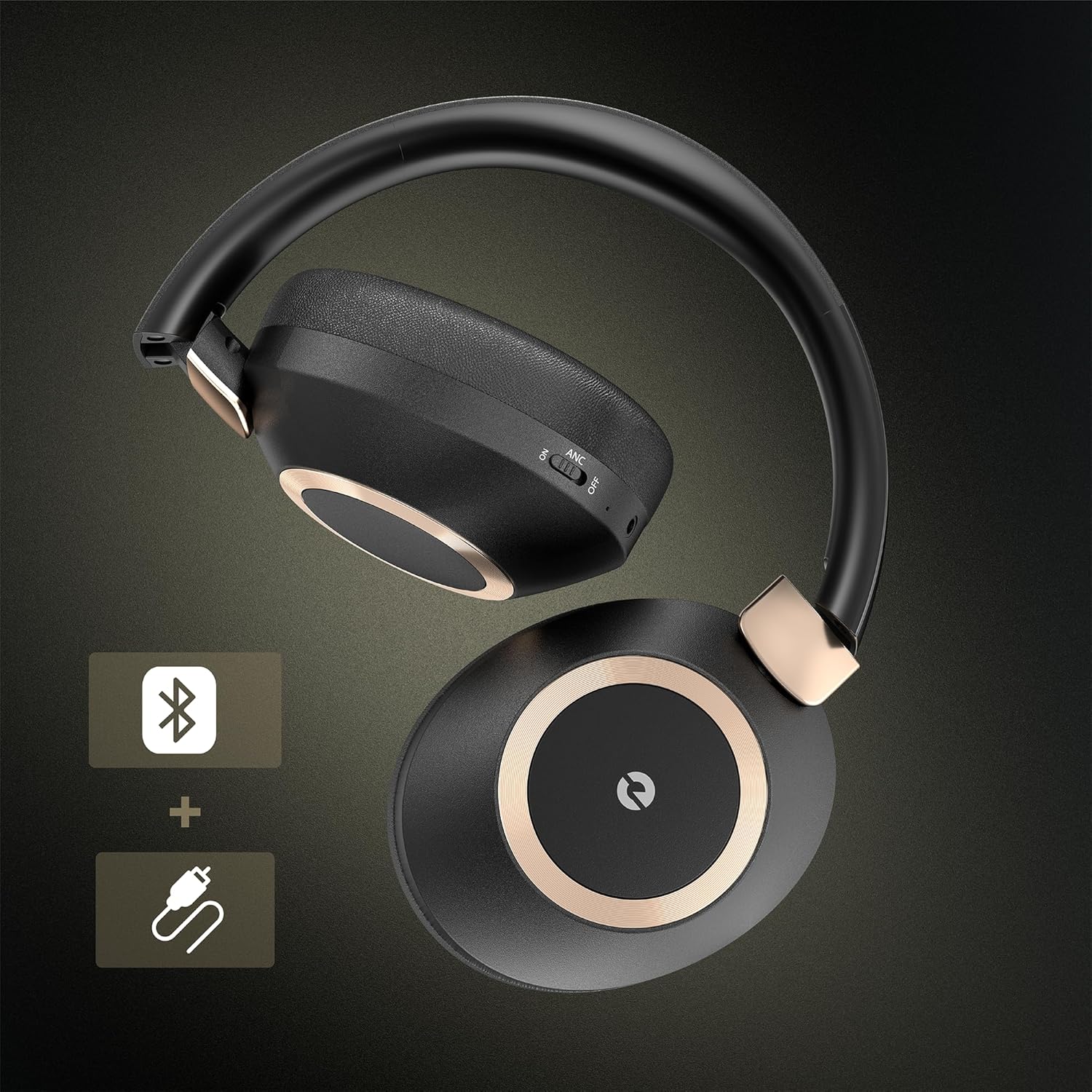 Active Noise Cancelling Headphones, 100H Playtime Headphones Wireless Bluetooth, Bluetooth Headphone with Mic, Over Ear Wireless Headphone with Deep Bass,Fast Charging for Travel - Image 3