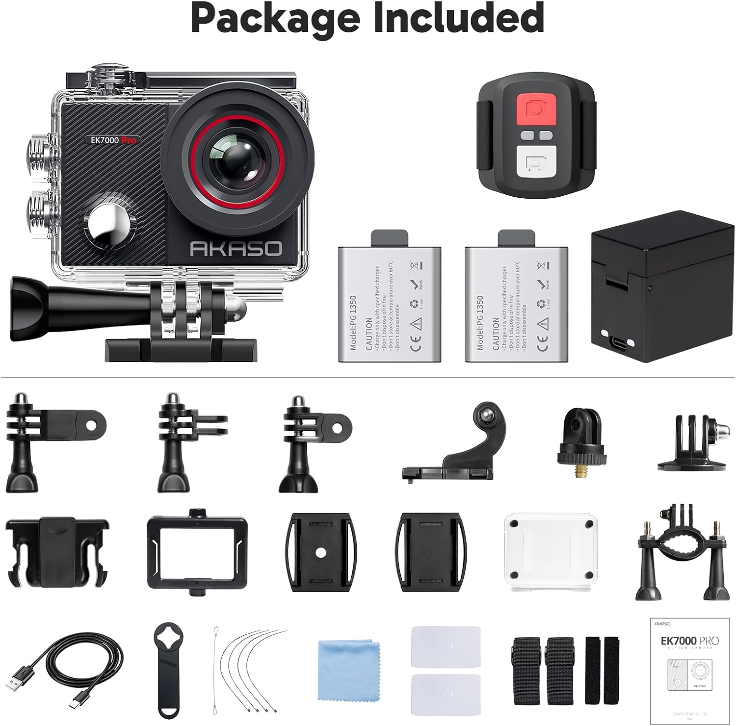 AKASO EK7000 Action Camera with Touch Screen EIS 131ft Waterproof Underwater Camera Remote Control 5X Zoom with Helmet Accessories Kit (Standalone) - Image 9